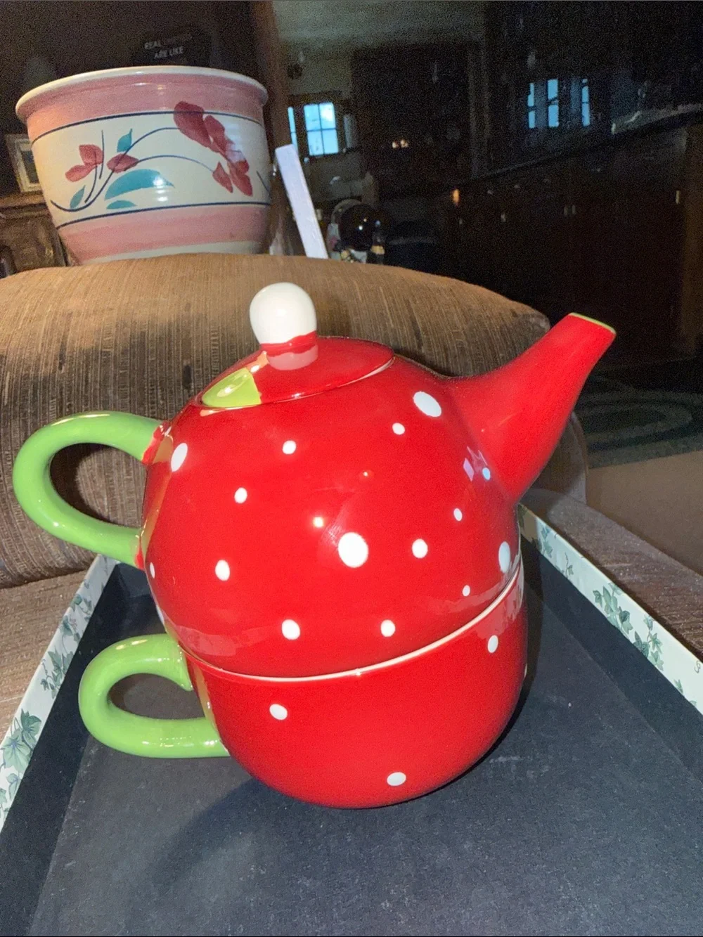 Pier 1 Imports Christmas Tea Pot & Mug “Tea for One”!!